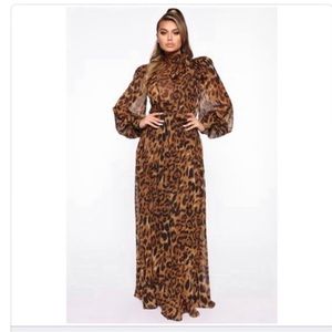 Very elegant sheer leopard print maxi dress. NWT